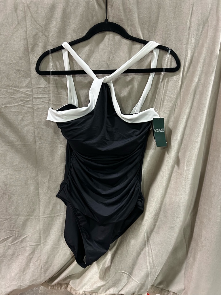 Lauren Ralph Lauren Black And White Draped Dress